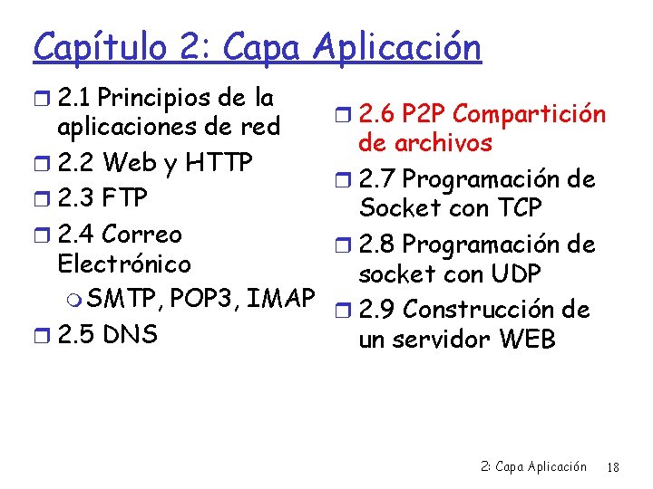 Capítulo 2: Capa Aplicación 2. 1 Principios de la 2. 6 P 2 P