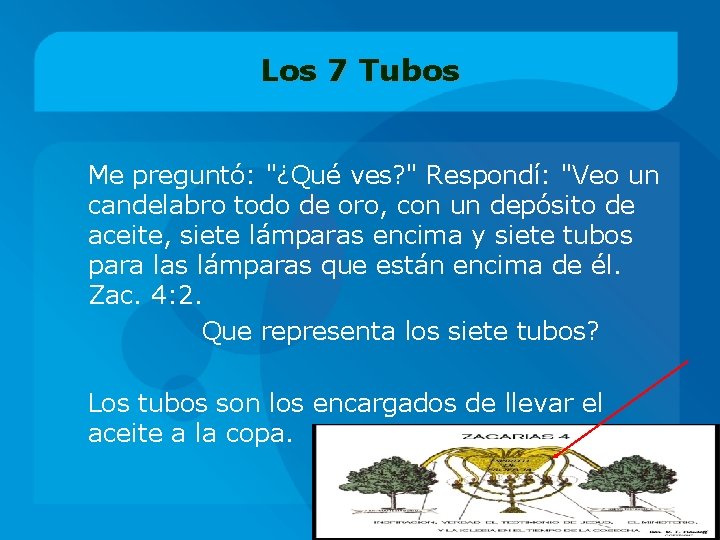 Los 7 Tubos Me preguntó: "¿Qué ves? " Respondí: "Veo un candelabro todo de