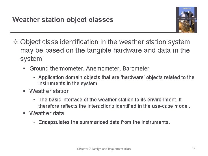 Weather station object classes ² Object class identification in the weather station system may