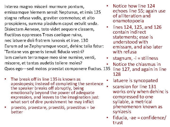 Notice how line 124 echoes line 55; again use of alliteration and onamotopoeia lines