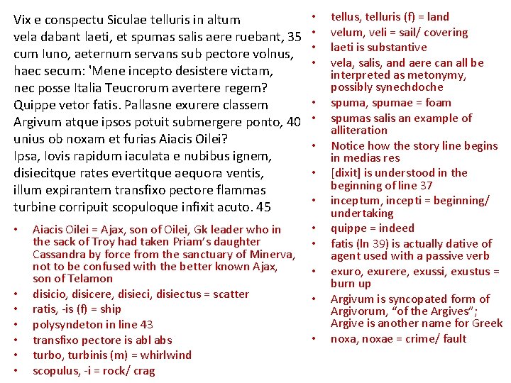 Vix e conspectu Siculae telluris in altum vela dabant laeti, et spumas salis aere