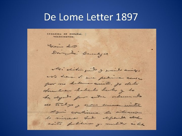 De Lome Letter 1897 