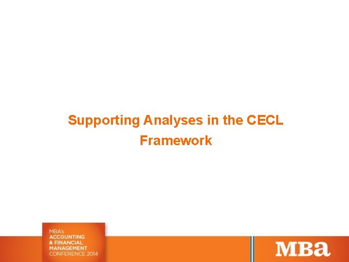 Supporting Analyses in the CECL Framework 
