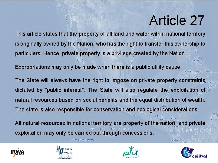 Article 27 This article states that the property of all land water within national