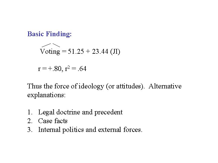 Basic Finding: Voting = 51. 25 + 23. 44 (JI) r = +. 80,