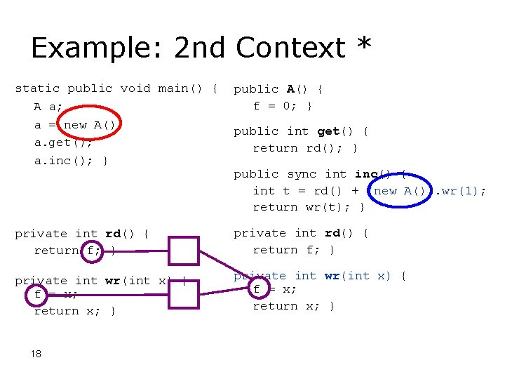 Example: 2 nd Context * static public void main() { A a; a =