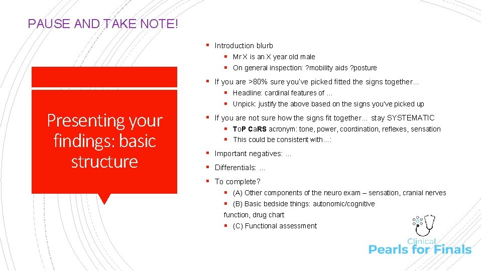PAUSE AND TAKE NOTE! § Introduction blurb § Mr X is an X year