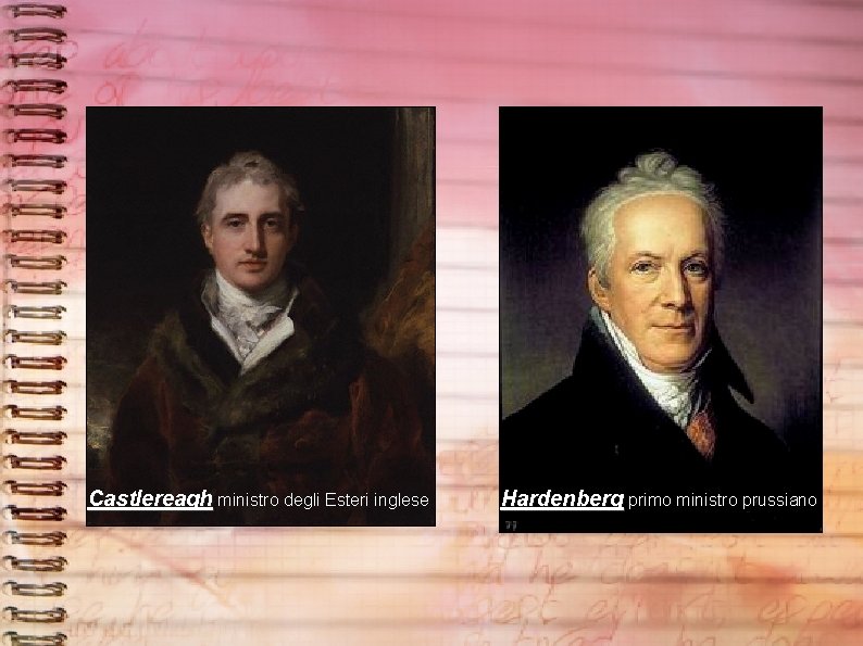 Castlereagh ministro degli Esteri inglese Hardenberg primo ministro prussiano 