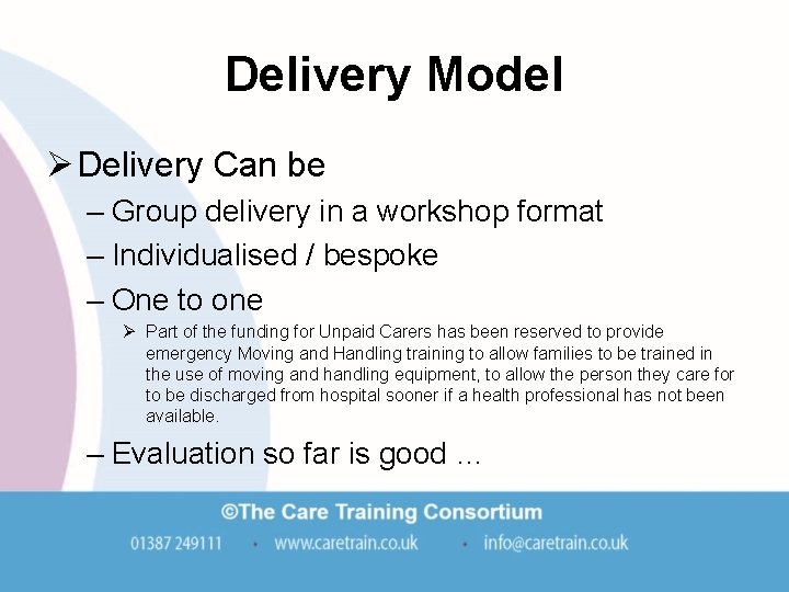 Delivery Model Ø Delivery Can be – Group delivery in a workshop format – Delivery Model Ø Delivery Can be – Group delivery in a workshop format –