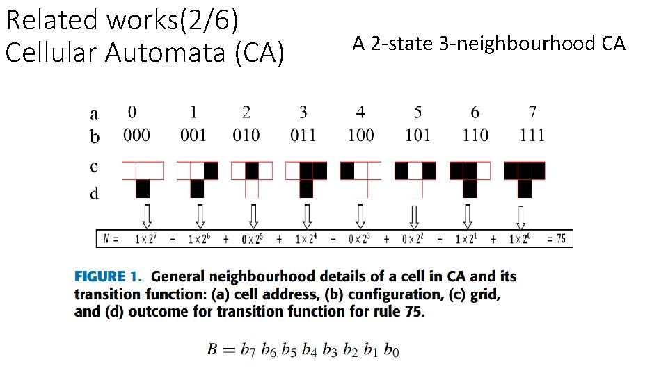 Related works(2/6) Cellular Automata (CA) A 2 -state 3 -neighbourhood CA 