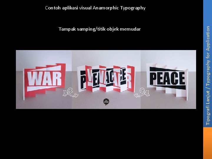 Tampak samping/titik objek memudar Tipografi Lanjut / Typography for Application Contoh aplikasi visual Anamorphic