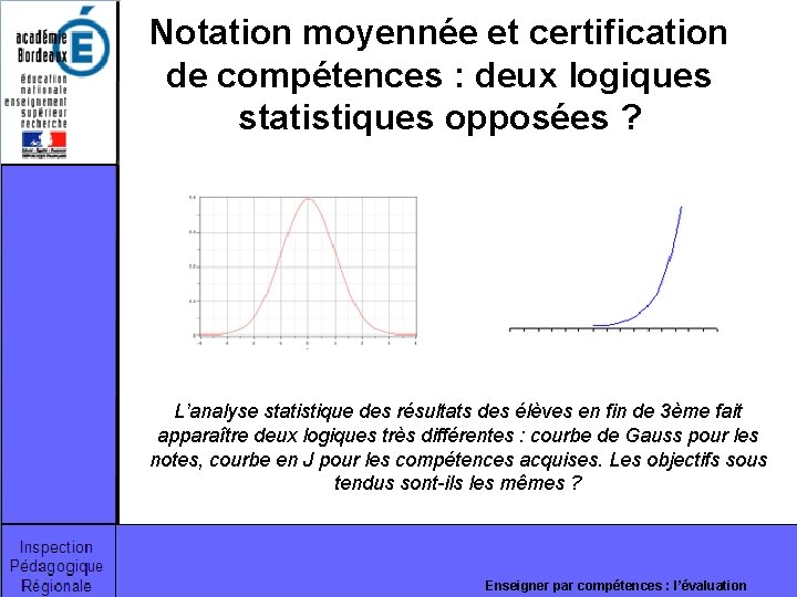 Notation moyennée et certification de compétences : deux logiques statistiques opposées ? L’analyse statistique Notation moyennée et certification de compétences : deux logiques statistiques opposées ? L’analyse statistique