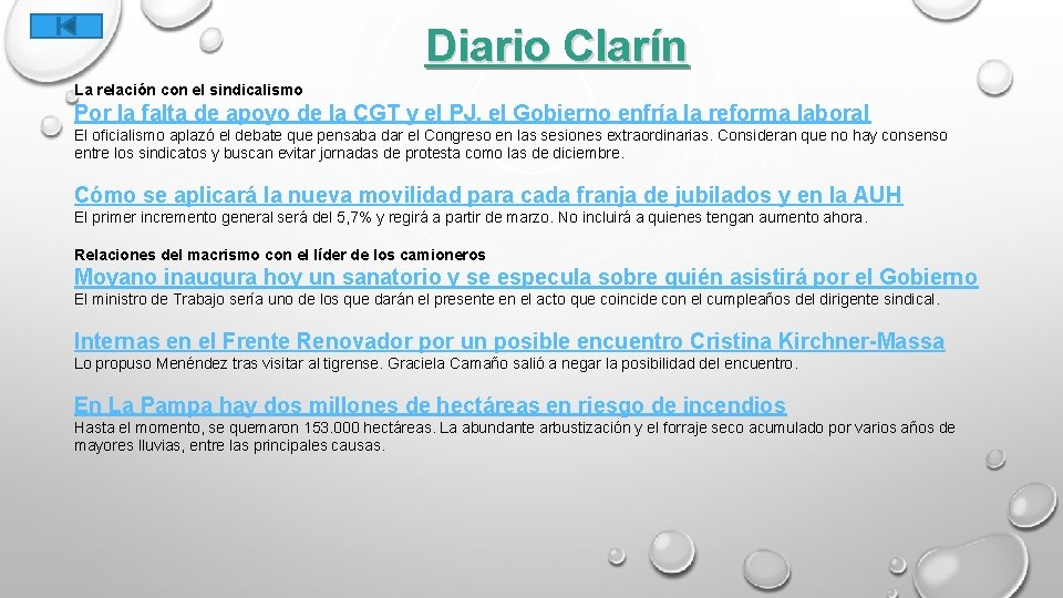 Diario Clarín La relación con el sindicalismo Por la falta de apoyo de la