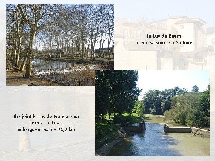 Le Luy de Béarn, prend sa source à Andoins. Il rejoint le Luy de