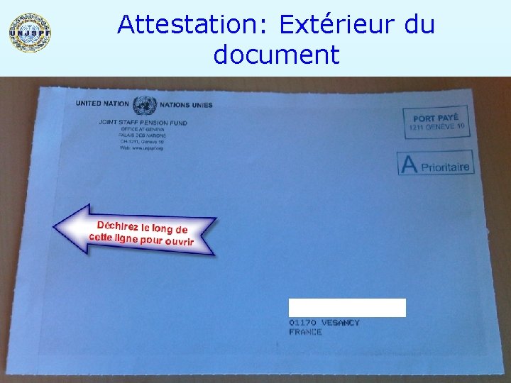 Attestation: Extérieur du document 35 