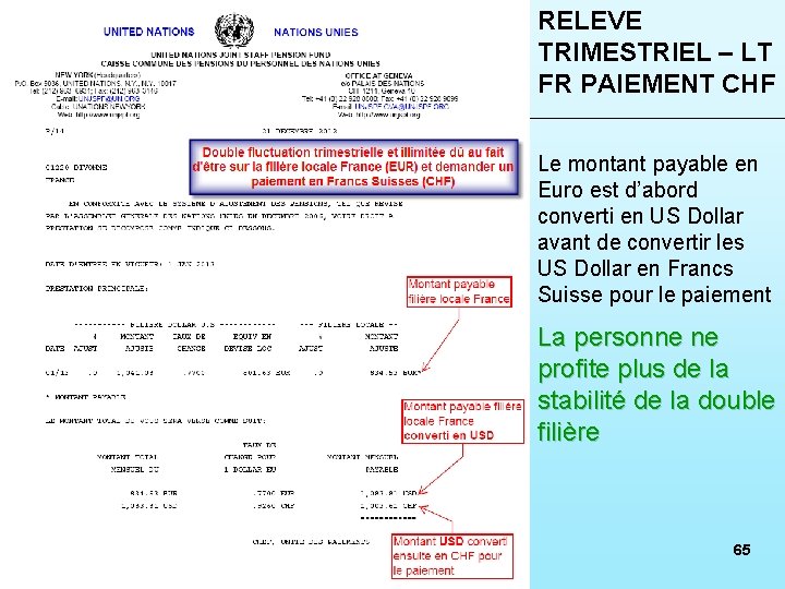 RELEVE TRIMESTRIEL – LT FR PAIEMENT CHF Le montant payable en Euro est d’abord