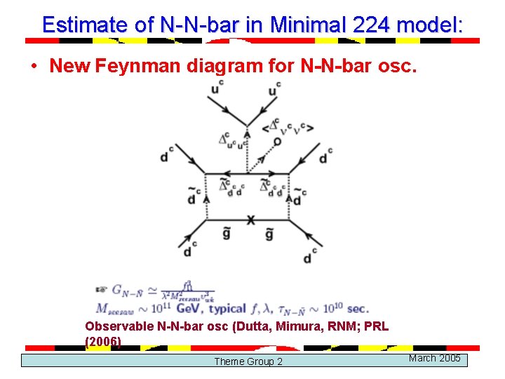 Estimate of N-N-bar in Minimal 224 model: • New Feynman diagram for N-N-bar osc.