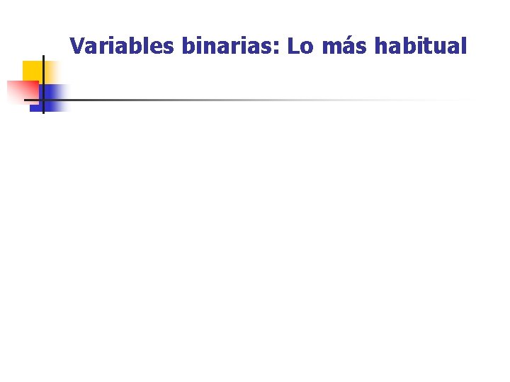 Variables binarias: Lo más habitual 