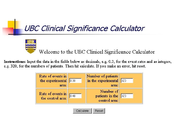 UBC Clinical Significance Calculator 