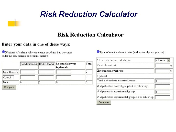 Risk Reduction Calculator 