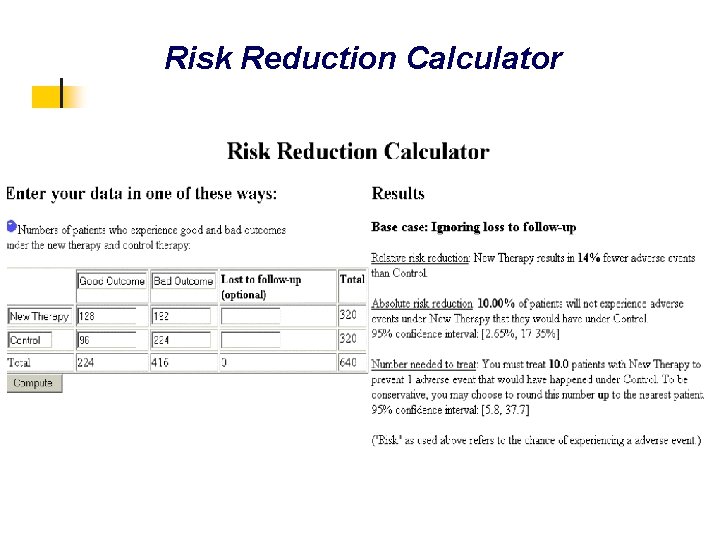 Risk Reduction Calculator 