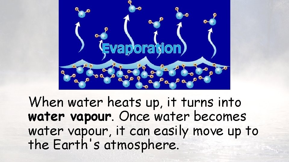 When water heats up, it turns into water vapour. Once water becomes water vapour,