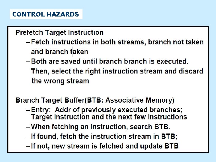 CONTROL HAZARDS 