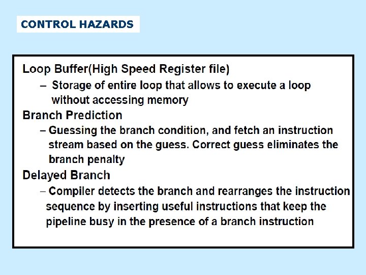 CONTROL HAZARDS 