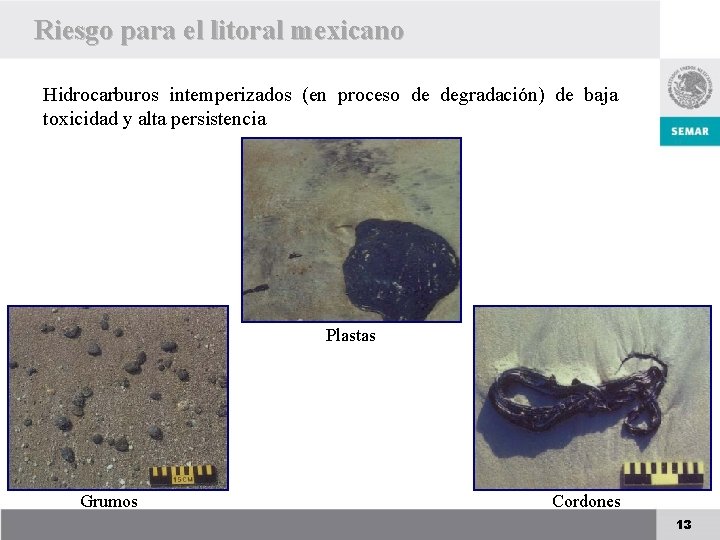 Riesgo para el litoral mexicano Hidrocarburos intemperizados (en proceso de degradación) de baja toxicidad