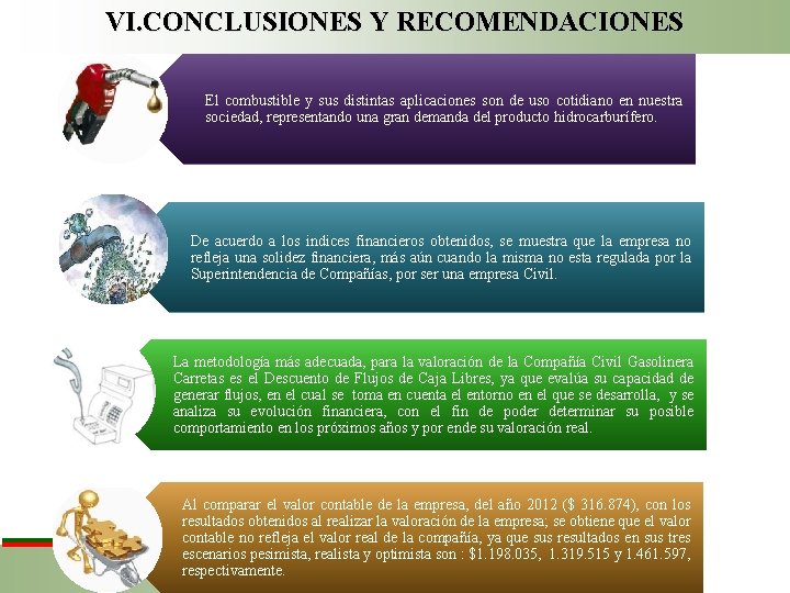 VI. CONCLUSIONES Y RECOMENDACIONES El combustible y sus distintas aplicaciones son de uso cotidiano