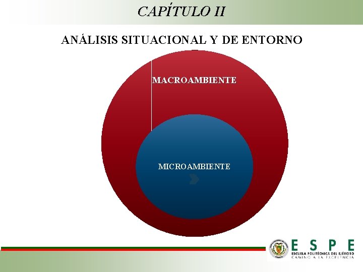 CAPÍTULO II ANÁLISIS SITUACIONAL Y DE ENTORNO MACROAMBIENTE MICROAMBIENTE 