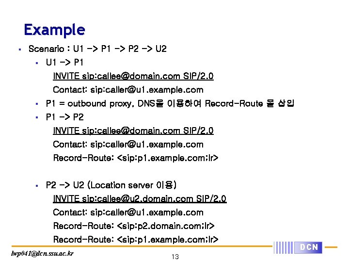 Example § Scenario : U 1 -> P 2 -> U 2 § U