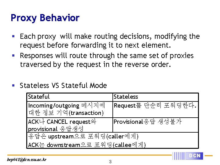 Proxy Behavior § Each proxy will make routing decisions, modifying the request before forwarding