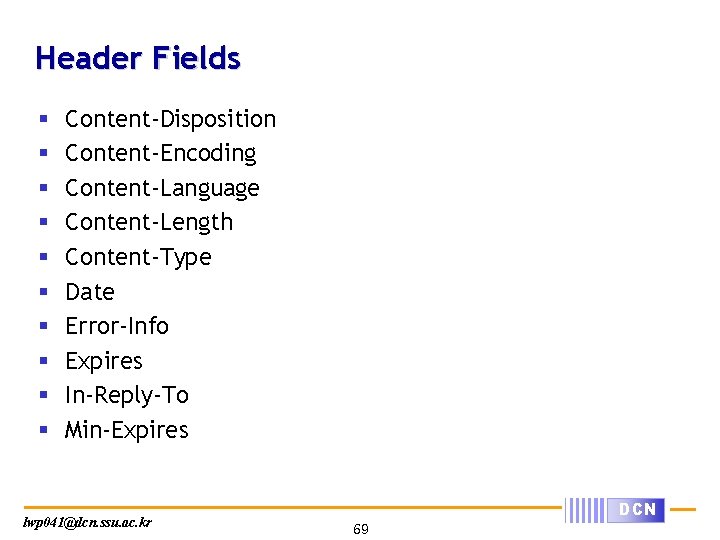 Header Fields § § § § § Content-Disposition Content-Encoding Content-Language Content-Length Content-Type Date Error-Info