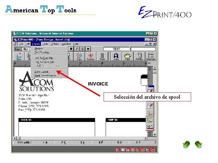 Selección del archivo de spool 