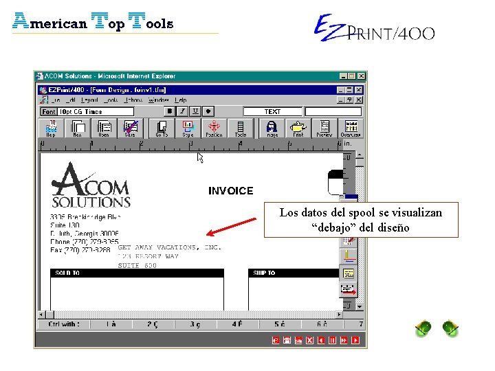 Los datos del spool se visualizan “debajo” del diseño 