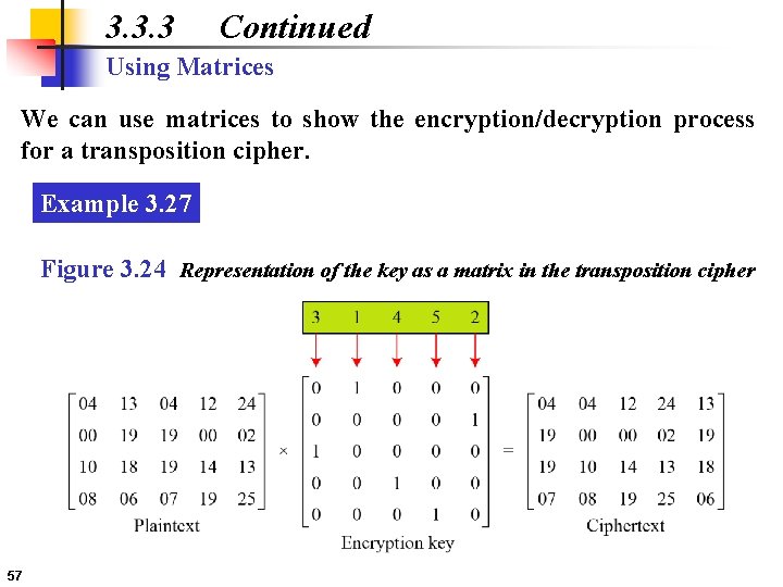 3. 3. 3 Continued Using Matrices We can use matrices to show the encryption/decryption