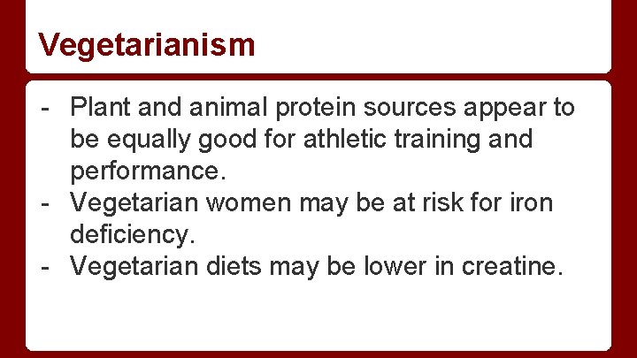 Vegetarianism - Plant and animal protein sources appear to be equally good for athletic