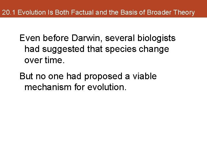 20. 1 Evolution Is Both Factual and the Basis of Broader Theory Even before