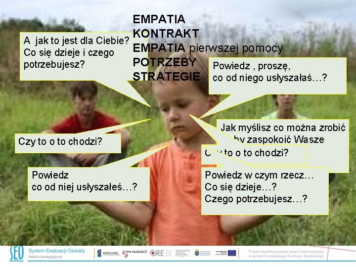 EMPATIA KONTRAKT A jak to jest dla Ciebie? EMPATIA pierwszej pomocy Co się dzieje EMPATIA KONTRAKT A jak to jest dla Ciebie? EMPATIA pierwszej pomocy Co się dzieje