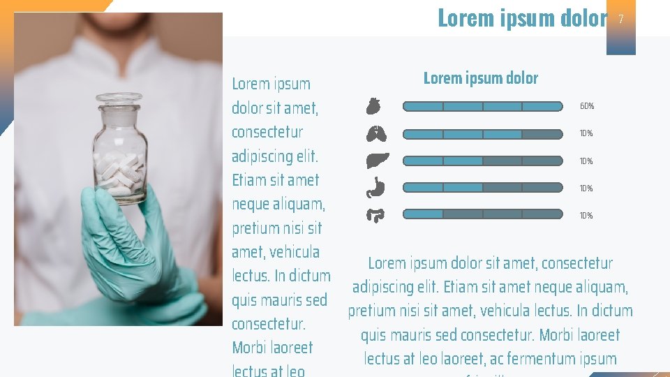 Lorem ipsum dolor 7 Lorem ipsum dolor Lorem ipsum 60% dolor sit amet, 10%