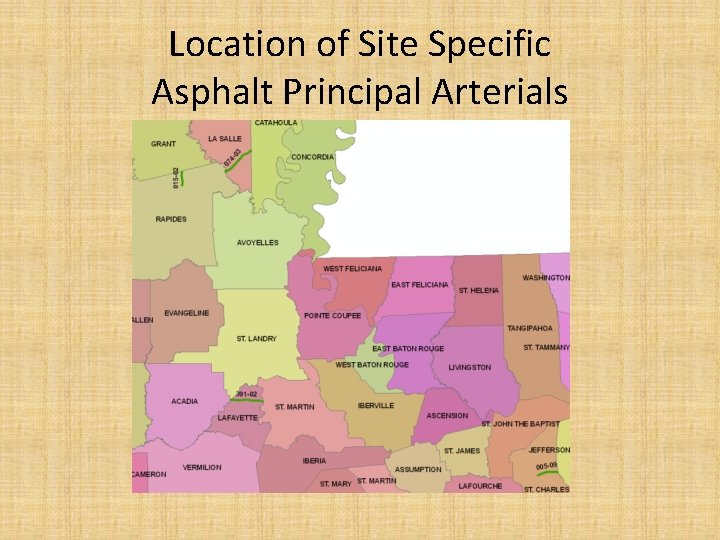 Location of Site Specific Asphalt Principal Arterials 