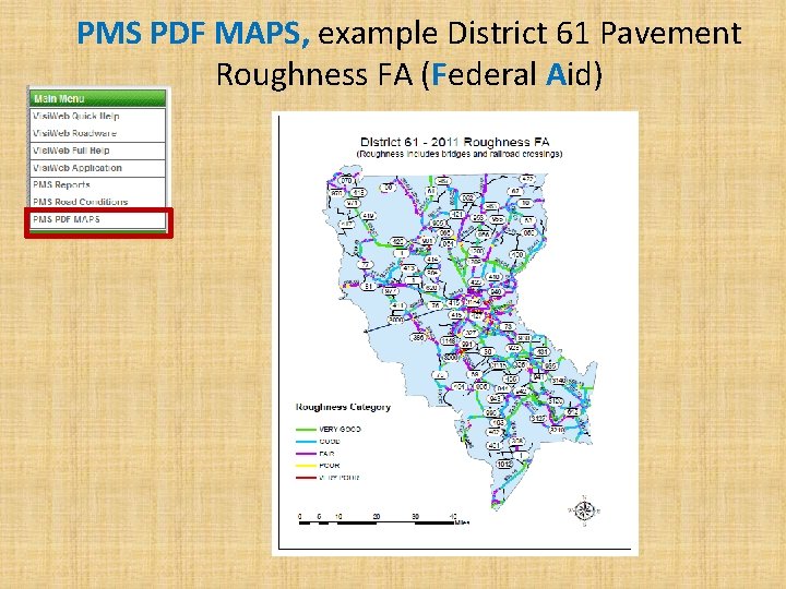PMS PDF MAPS, example District 61 Pavement Roughness FA (Federal Aid) 