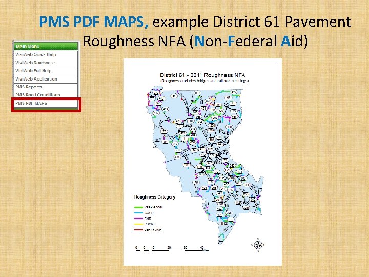 PMS PDF MAPS, example District 61 Pavement Roughness NFA (Non-Federal Aid) 