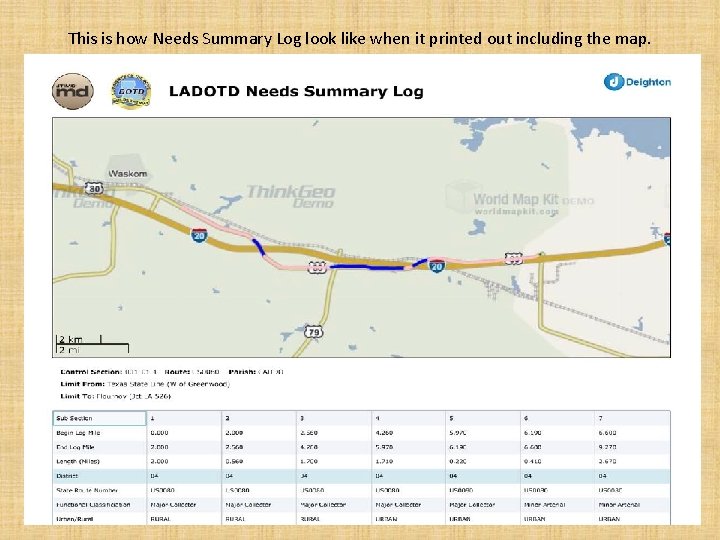 This is how Needs Summary Log look like when it printed out including the