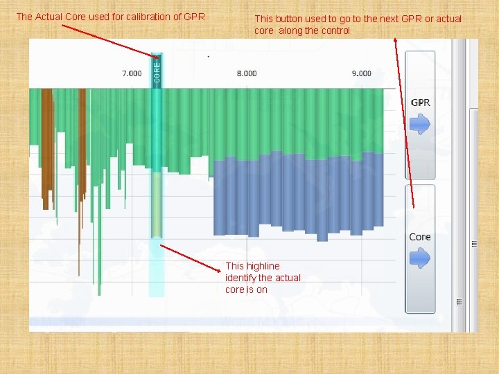 The Actual Core used for calibration of GPR This button used to go to