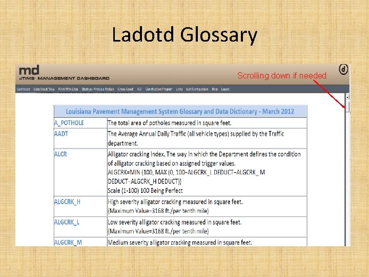 Ladotd Glossary Scrolling down if needed 