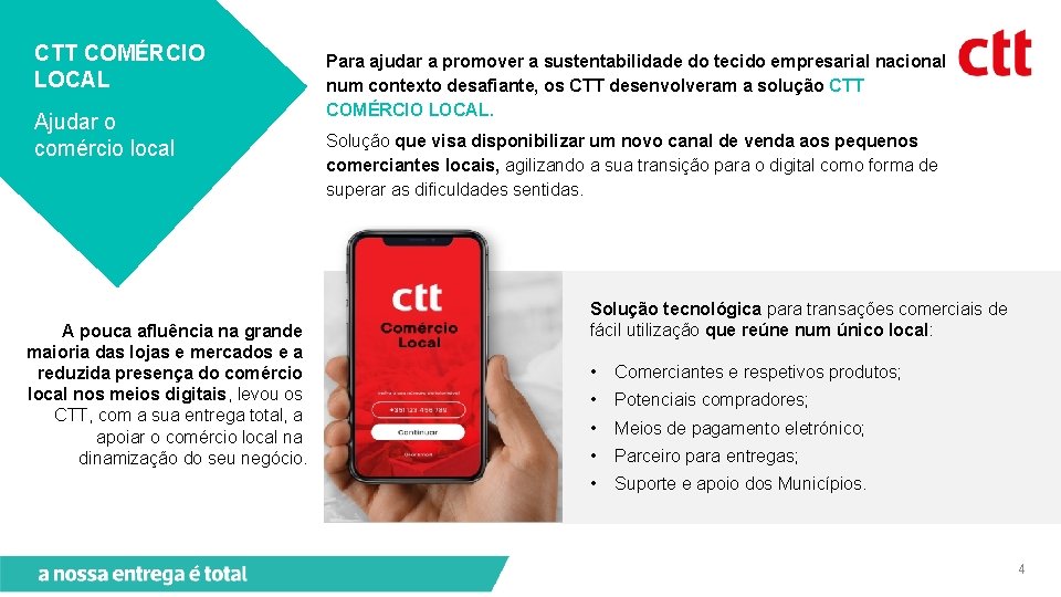 CTT COMÉRCIO LOCAL Ajudar o comércio local A pouca afluência na grande maioria das