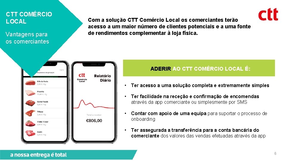 CTT COMÉRCIO LOCAL Vantagens para os comerciantes Com a solução CTT Comércio Local os