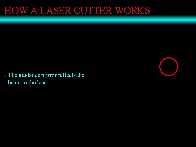 HOW A LASER CUTTER WORKS ● The guidance mirror reflects the beam to the